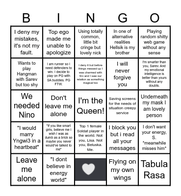 Angel Girl Bingo Card