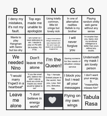 Angel Girl Bingo Card
