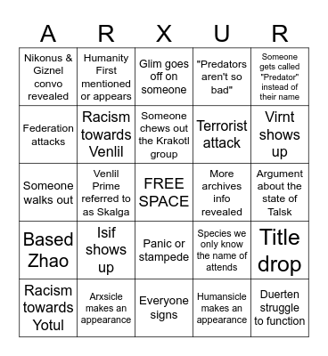 TNoP Summit Bingo Card