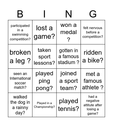 HAVE YOU Bingo Card