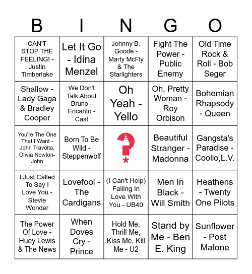 Soundtrack Hits Bingo Card