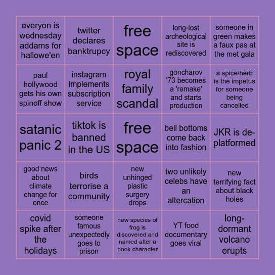 2023 bingo Card