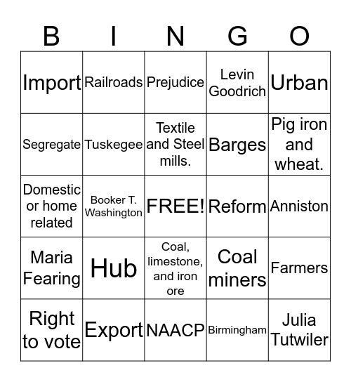 Chapter 7 Review Bingo Card
