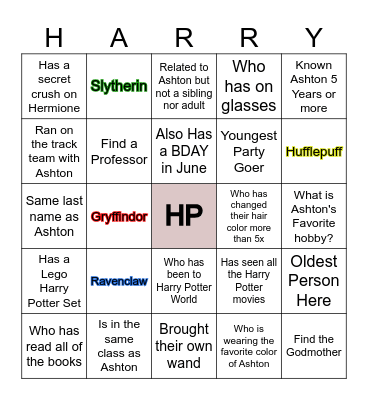 A Very Harry Bingo Card