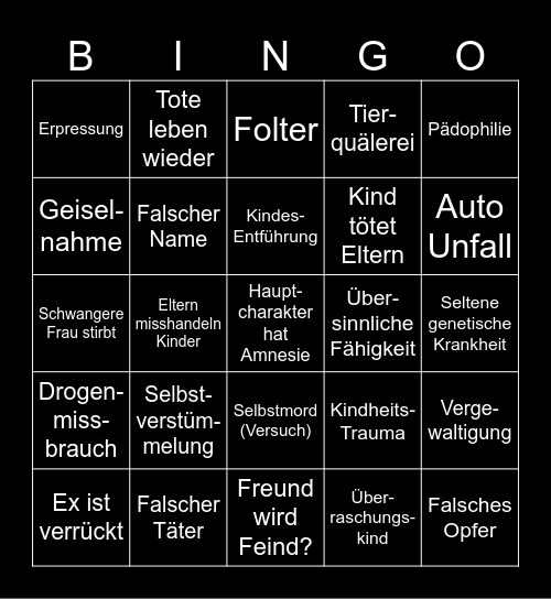 Fitzek Klischee Bingo Card