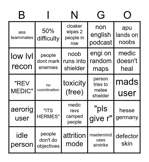 dvn bingo Card