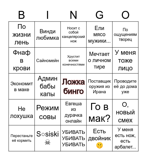 Ложка Bingo Card