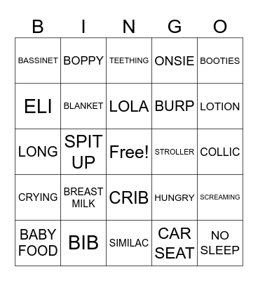 BABY SHOWER BINGO Card