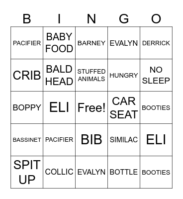 BABY SHOWER BINGO Card