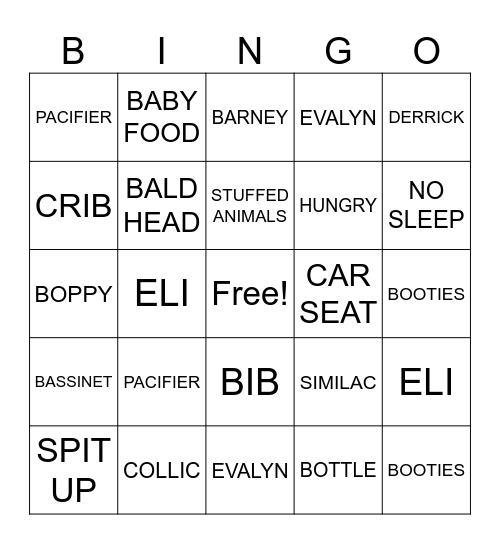 BABY SHOWER BINGO Card