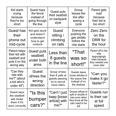 Autobahn Bingo Card