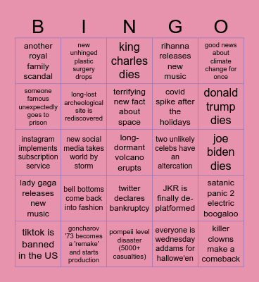 2023 bingo card Bingo Card