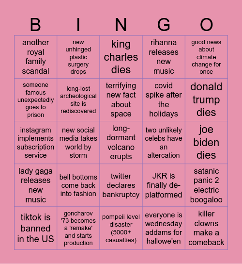 2023 bingo card Bingo Card