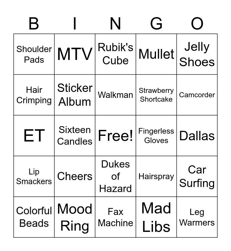 80's KBEA Style Bingo Card