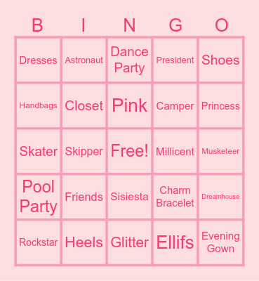 Sisiesta Barbie Bingo! Bingo Card