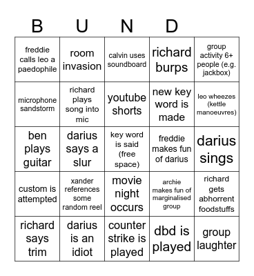 Joe's deez and nuts repair vc bingo Card