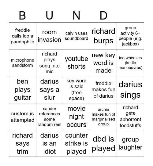 Joe's deez and nuts repair vc bingo Card