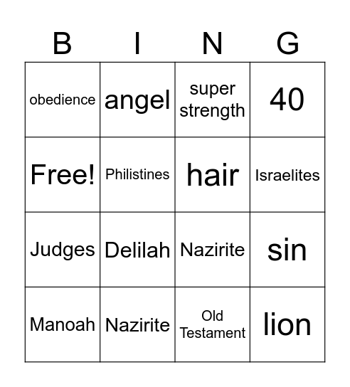 SAMSON Bingo Card