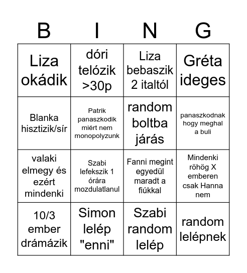 terem bingó Bingo Card