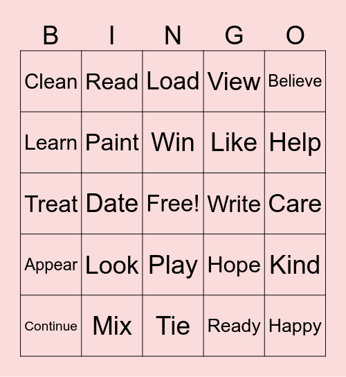 Prefix Bingo Card