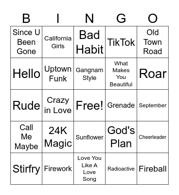 MUSIC BINGO Card