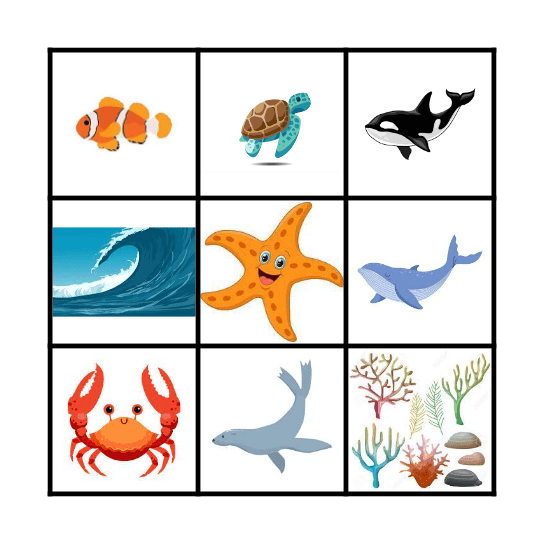 SEA ANIMALS Bingo Card