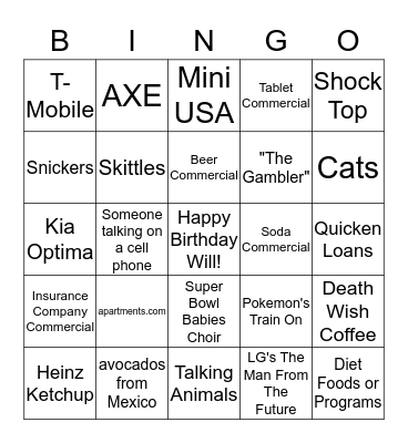 Super Bowl 50! Bingo Card