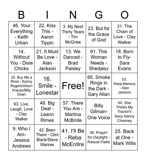 SINGO Bingo Card