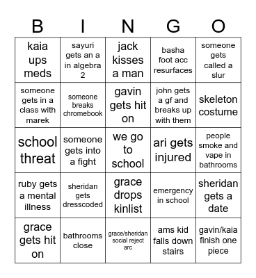 school bingo board Bingo Card