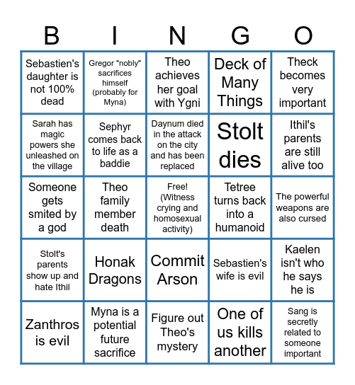 Snapdragon Bingo Card