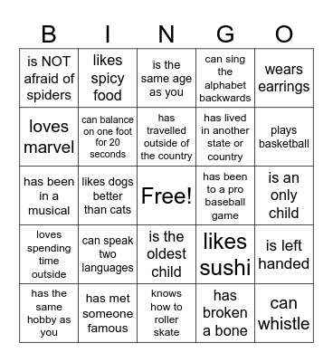 FIND SOMEONE WHO... Bingo Card