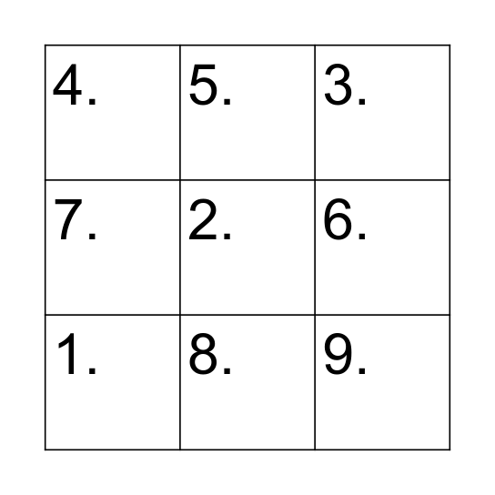 Arithmetic BINGO Card
