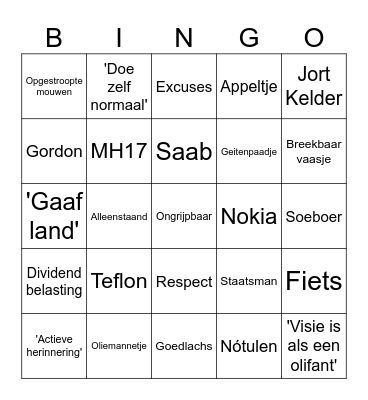 Herinneringen aan Rutte Bingo Card