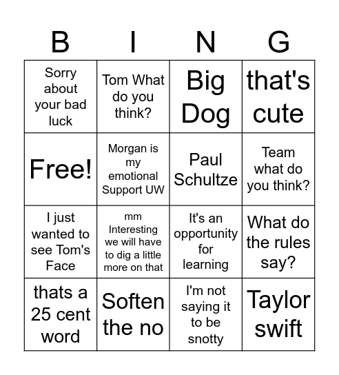 Joanna Buzz Word Bingo Card