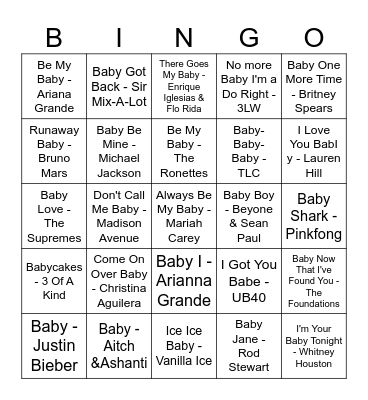 Baby Shower& Gender Reveal Bingo Card
