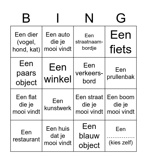 Wat zie je onderweg naar de toekomst? Maak een foto van... Bingo Card