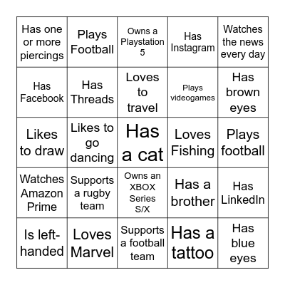 One Team Day Bingo Card