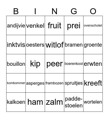 Bingo Produkte D - NL Bingo Card
