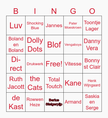 Muziek Bing Blijleven Koppensnellers Bingo Card
