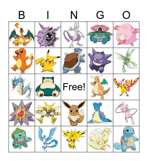 Pokémon (Gen 1) Bingo Card