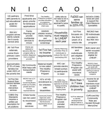 NICAO All-Agency Facts Bingo Card