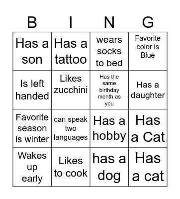 Someone Who Bingo Card
