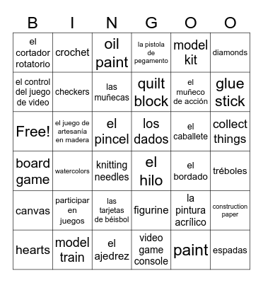 Hobbies and Games Bingo Card