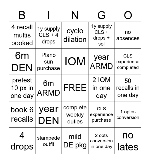 July Bingo - Week 1 Bingo Card