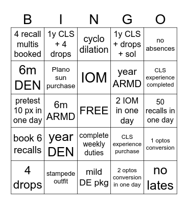 July Bingo - Week 1 Bingo Card