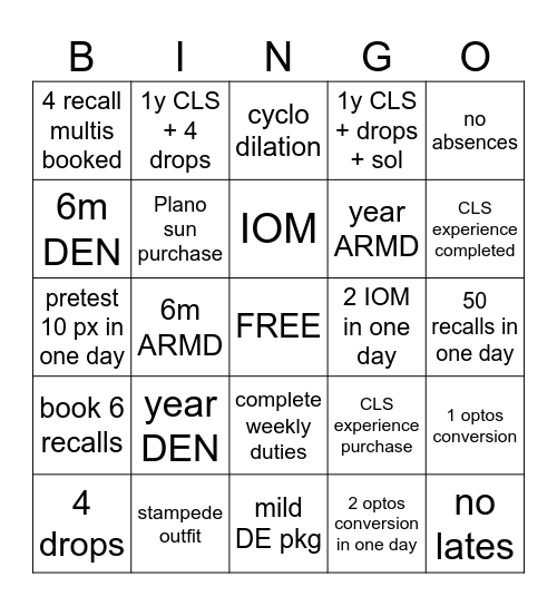 July Bingo - Week 1 Bingo Card