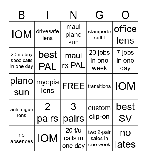 July Bingo - Week 1 Bingo Card