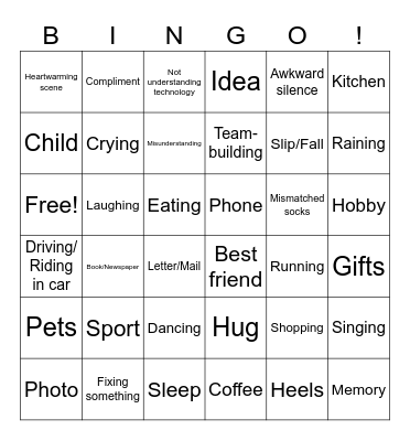 Movie Night Bingo oz.k Bingo Card
