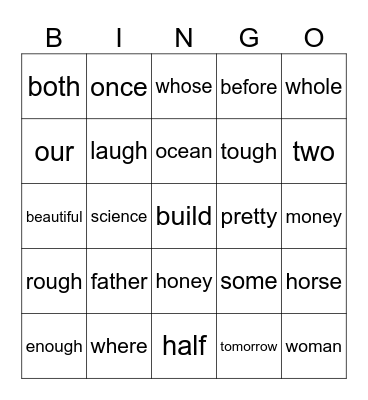 82 Bingo Card
