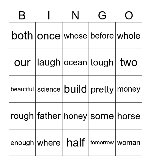 82 Bingo Card